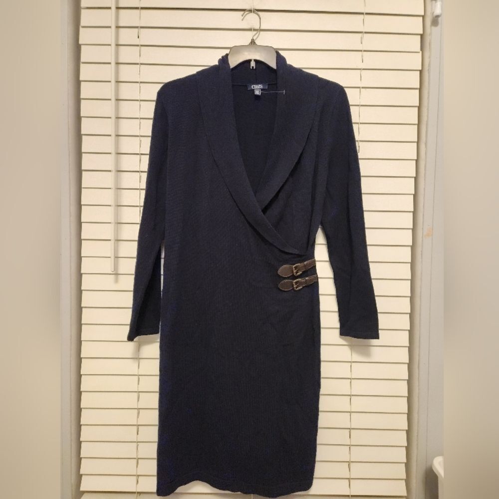 Chaps Black Front Buckle Sweater Dress Size XL